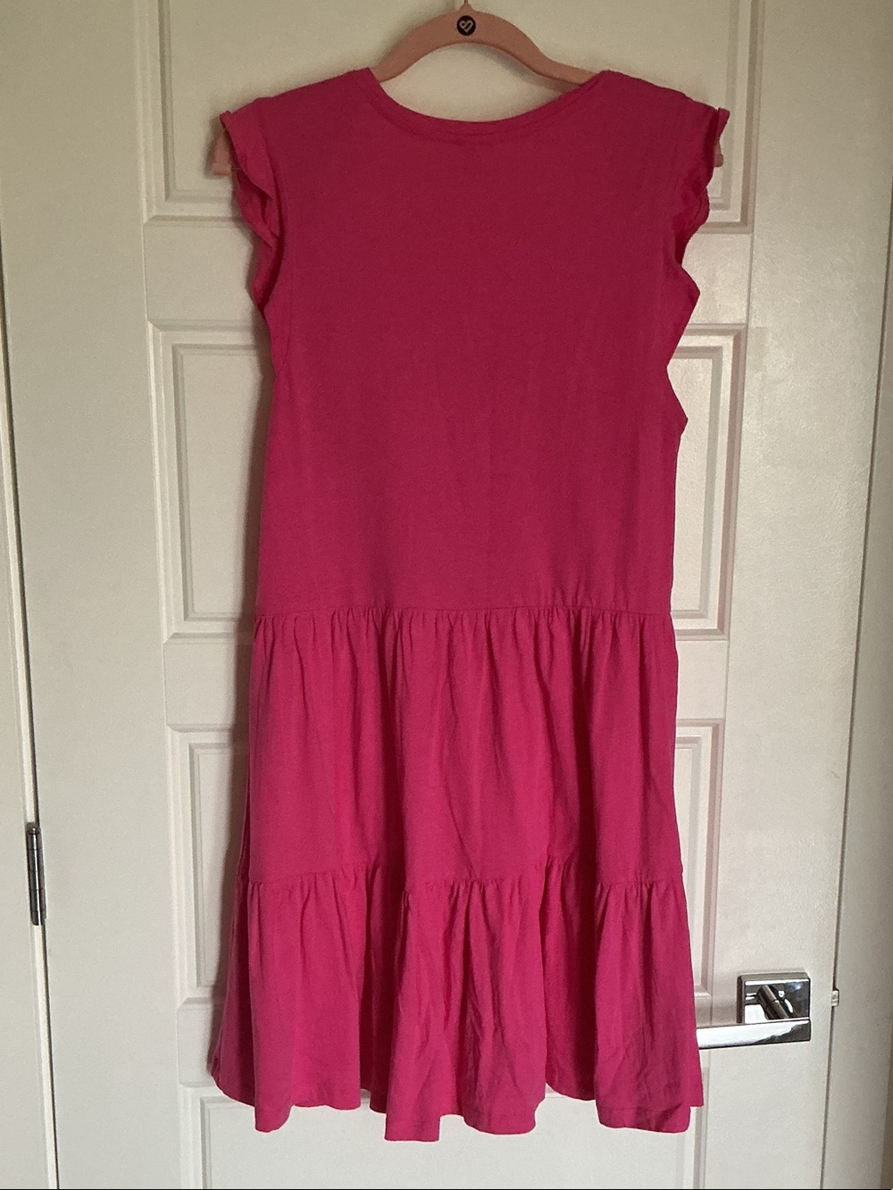 Only Women’s Bright Pink Tiered V-Neck Dress - Picture 2 of 3